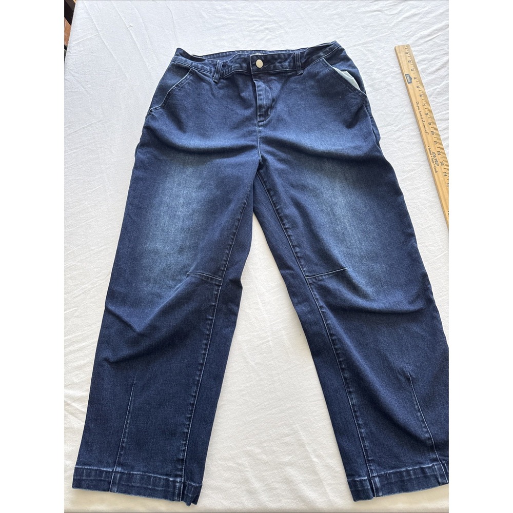 Flamingos Dark Blue Stonewash Barrel Jeans Wide Leg Size 14 XL #73199